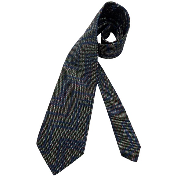 MISSONI Blue/Green Geometric Silk LUXURY Tie ITALY - Picture 1 of 4